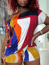 Indiebeautie – Set aus T-Shirt und Shorts mit U-Boot-Ausschnitt und Farbblockdesign